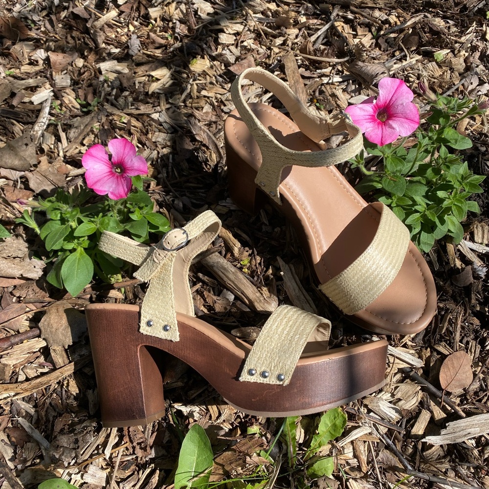 4' INCH JUTE DBL STRAP WOOD HEELS